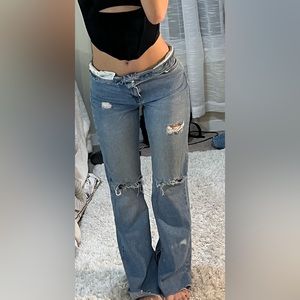 Rollable distressed jeans